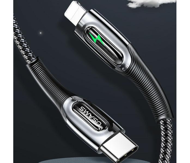 USAMS Kabel pleciony C/Lightning Smart Power-off 20W 1,2m czarny - 1568998 - zdjęcie 3